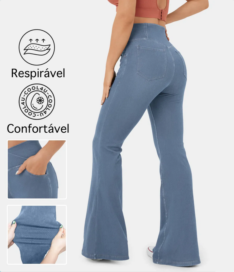 Calça Jeans de Cintura Alta Cruzada [ÚLTIMO DIA DE VENDA 🔥] F