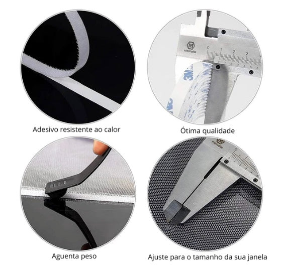 Kit com 2 Telas Mosquiteiras de Proteção Ajustável e Auto-Adesiva