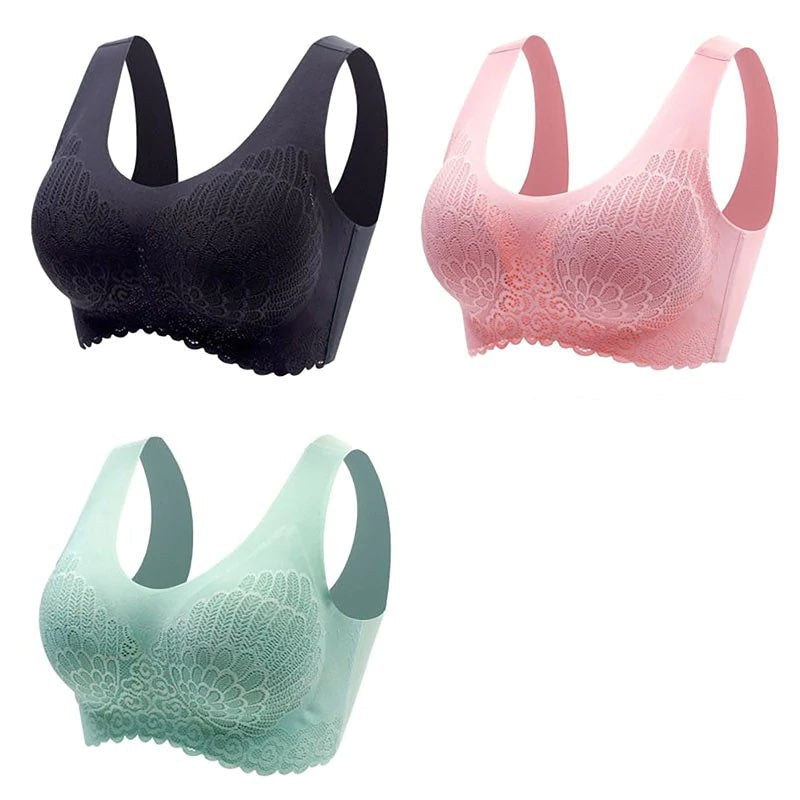 COMPRE 1 E LEVE 3 - Sutiã Confort Luxury 5D 31201 OneClick Brasil Preto+Rosa+Verde P 