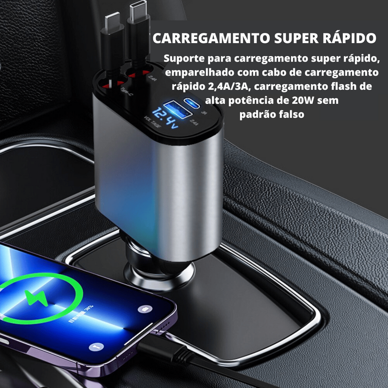 Carregador Automotivo Retrátil