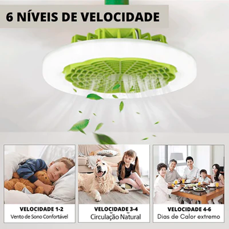 Luminária Led Com Ventilador 2 em 1 | Controle Remoto Incluso