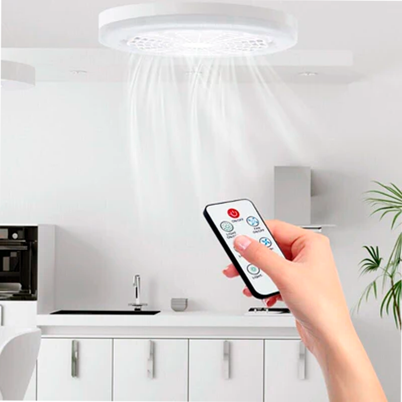 Luminária Led Com Ventilador 2 em 1 | Controle Remoto Incluso